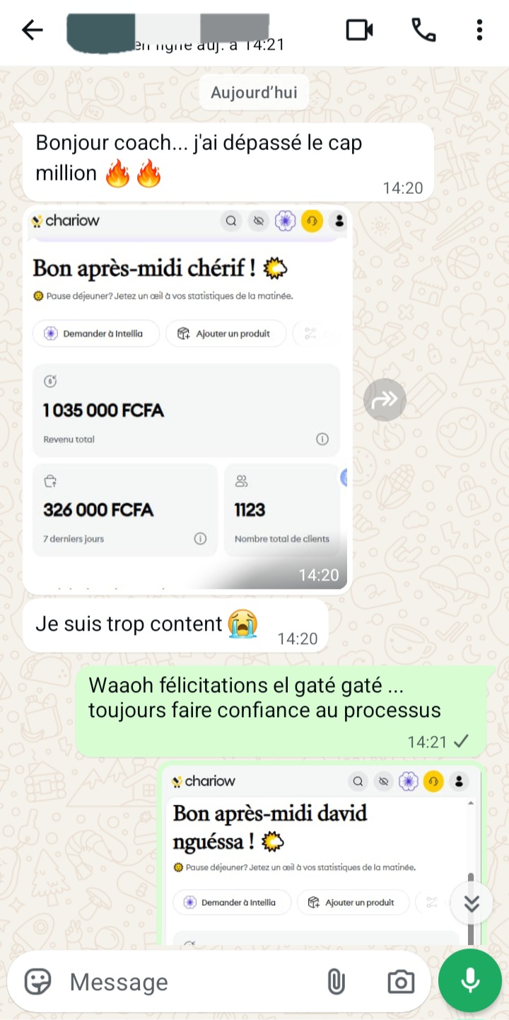David - 1 035 000 FCFA · 1123 clients