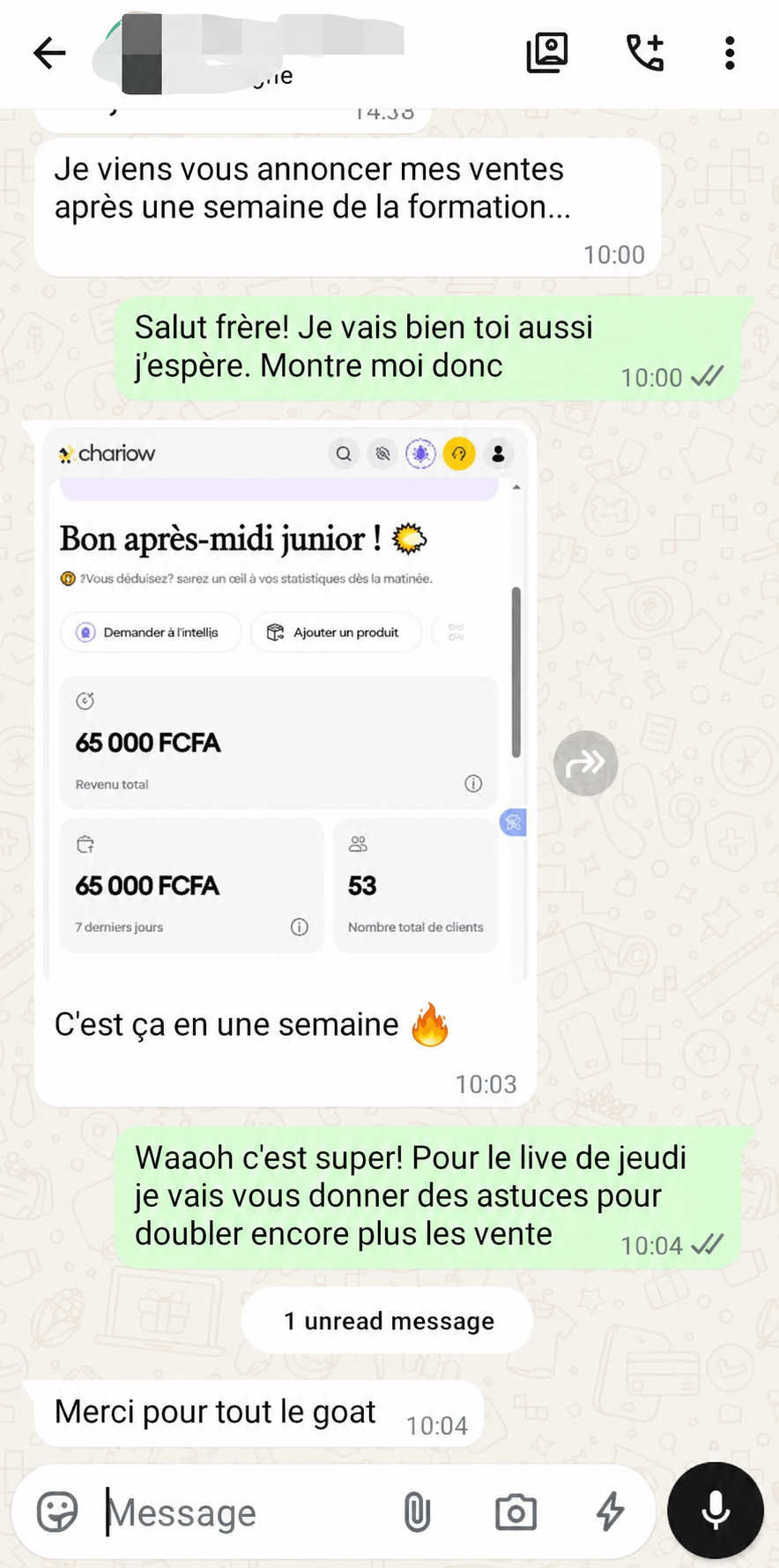 Junior - 65 000 FCFA · 53 clients