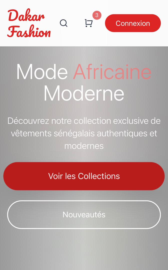 Aperçu d'une boutique en ligne avec produits mode et panier d'achat